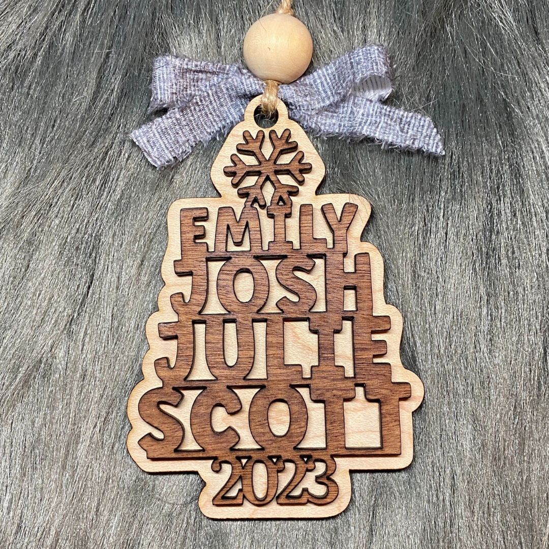 Laser Engraved Ornaments from Howling Moon Laser Design Studio in Virginia, USA