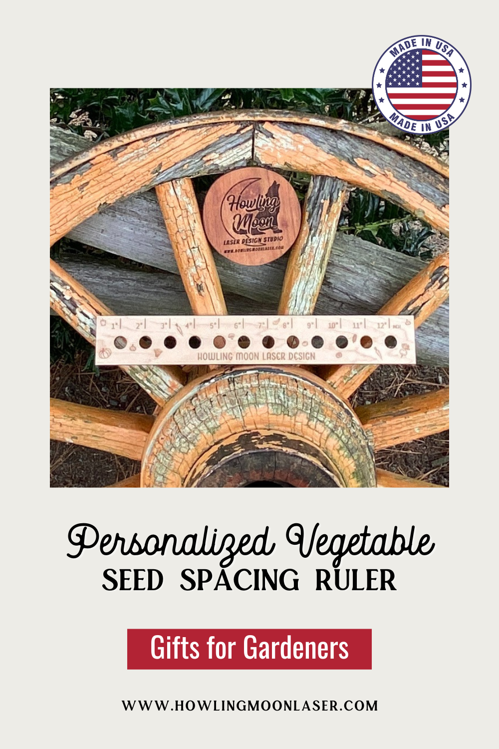 Personalized Vegetable Seed Spacing Ruler from Howling Moon Laser Design