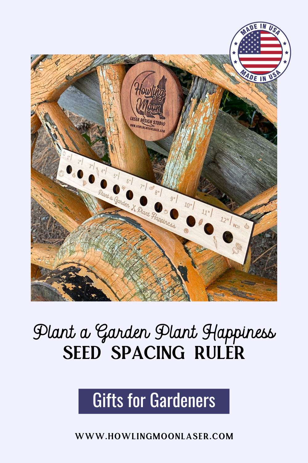 Plant a Garden Plant Happiness Seed Spacing Ruler by Howling Moon Laser Design Studio in Virginia USA