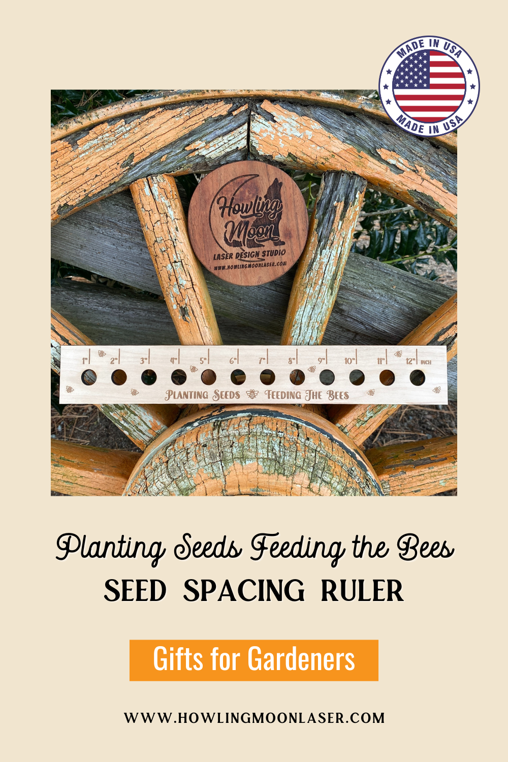 Planting Seeds Feeding the Bees Seed Spacing Ruler from Howling Moon Laser Design Virginia USA