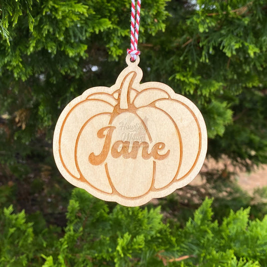Personalized Pumpkin Ornament from Howling Moon Laser Design in Virginia, USA