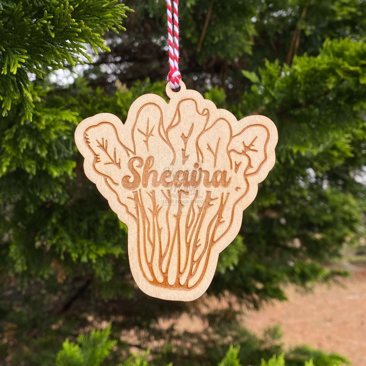 Personalized romaine lettuce ornament from Howling Moon Laser Design in Virginia, USA