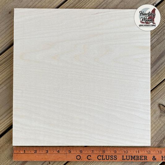 12 x 12 inch Baltic Birch Plywood Blank Squares for Laser Engravers, CNC, Crafters from Howling Moon Laser Design Virginia USA