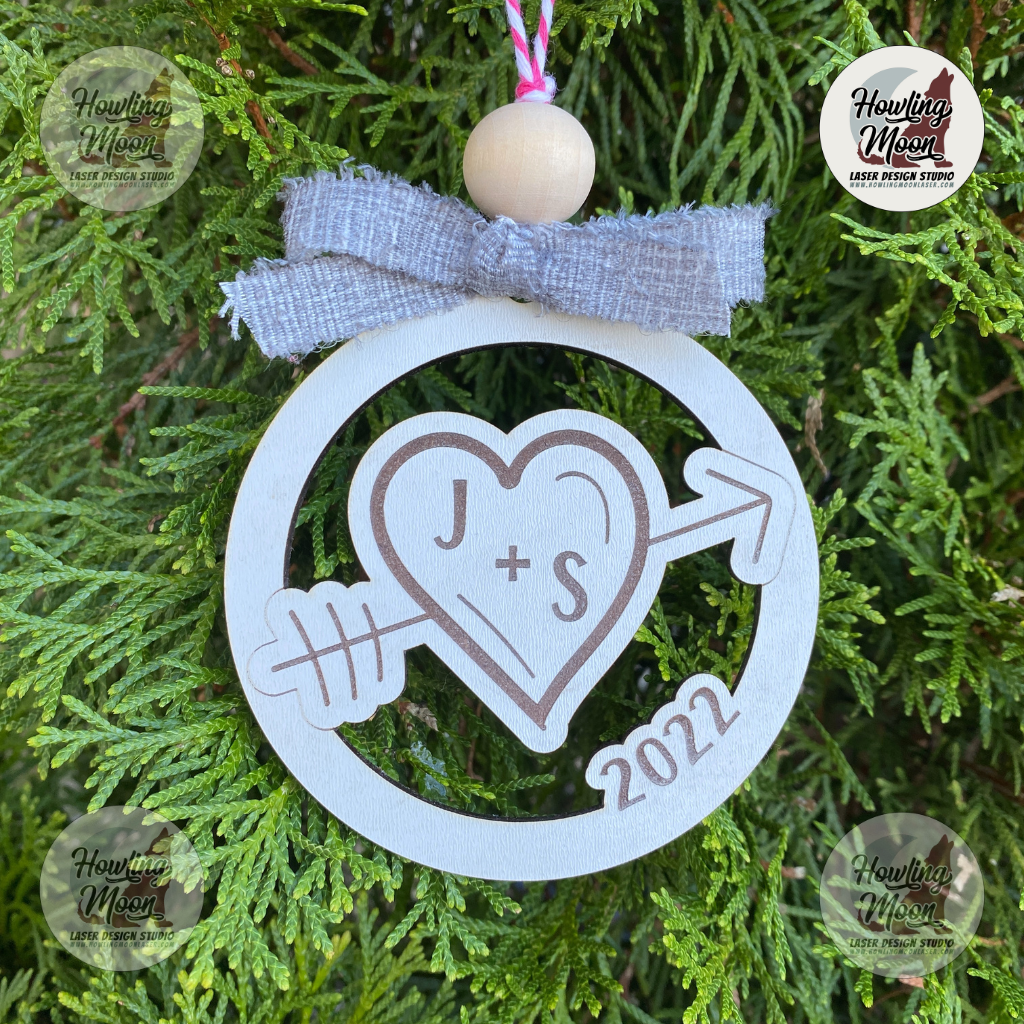 Personalized Heart & Arrow with Initials 2022 Ornament